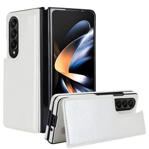 

For Samsung Galaxy Z Fold4 Full Coverage Fold Double Buckle PU Phone Case(White)