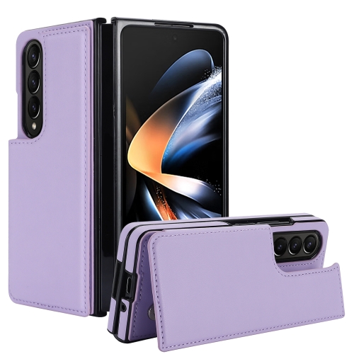 

For Samsung Galaxy Z Fold3 Full Coverage Fold Double Buckle PU Phone Case(Purple)