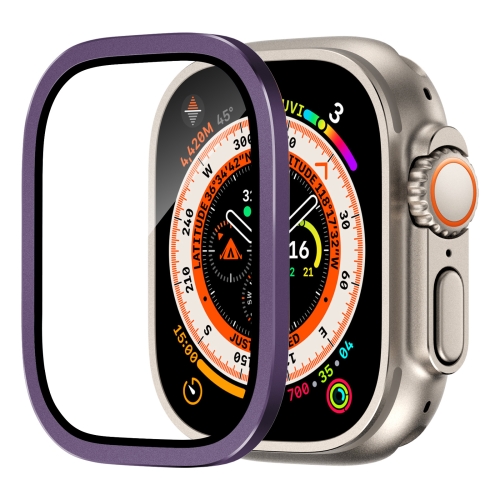 

For Apple Watch Ultra 49mm Aluminum Alloy Frame Integrated Tempered Film(Purple)