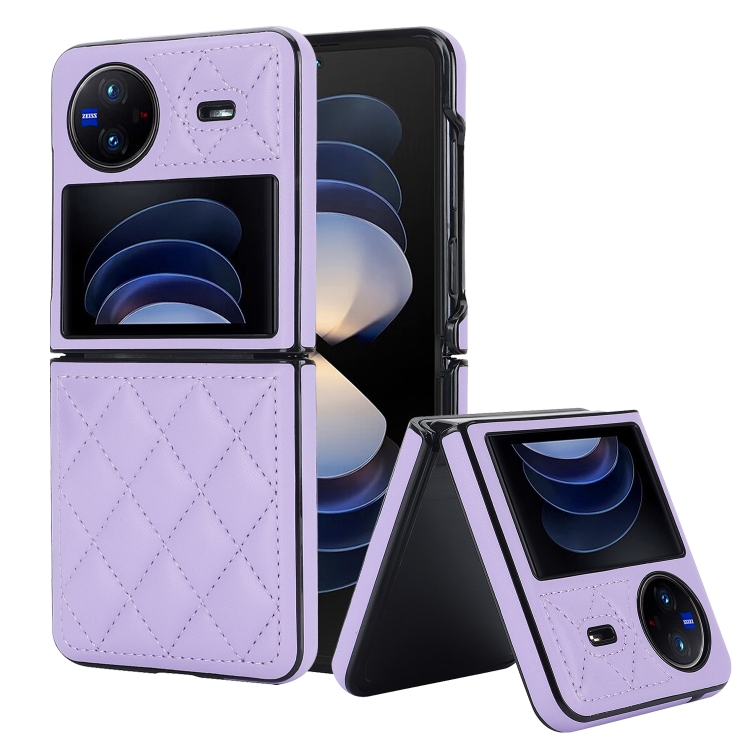 

For vivo X Flip Rhombic Microfiber Folding Phone Case(Purple)