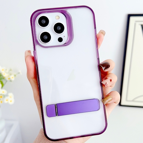 

For iPhone 15 Pro Linear Shape Holder Phone Case(Purple)