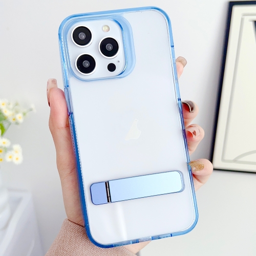 

For iPhone 15 Pro Linear Shape Holder Phone Case(Blue)