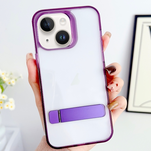 

For iPhone 15 Linear Shape Holder Phone Case(Purple)