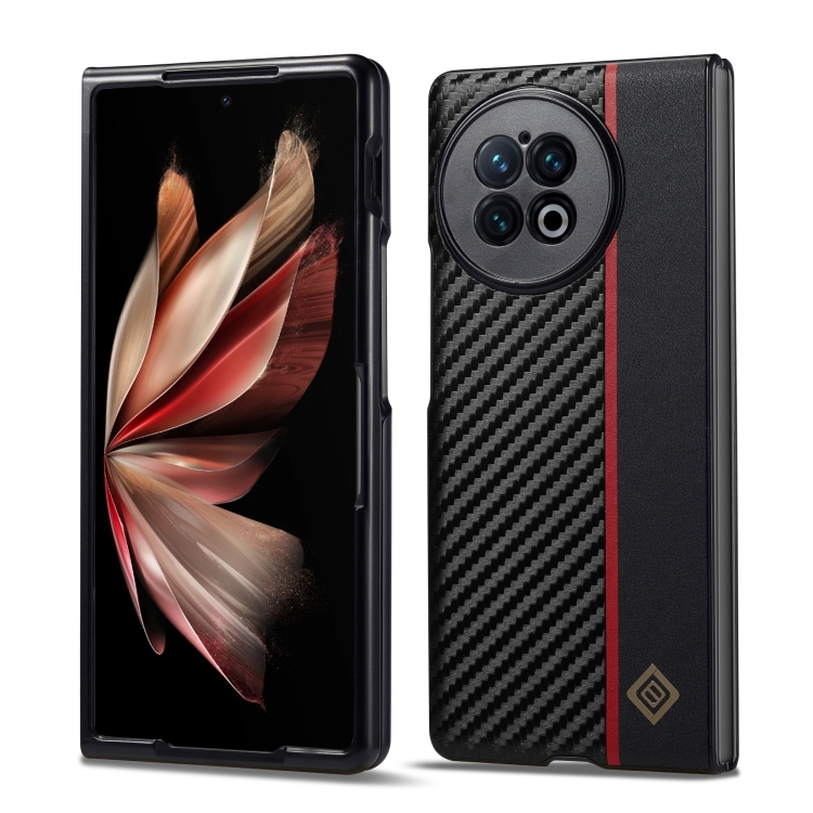 

For vivo X Fold2 LC.IMEEKE 3 in 1 Carbon Fiber Texture Shockproof Phone Case(Black)