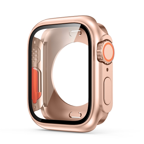 For Apple Watch Series 9 / 8 / 7 45mm Change to Ultra 49mm All-Inclusive Film Hybrid PC Watch Case(Rose Gold) for apple watch series 6 5 4 se 44mm dux ducis pmma series 3d surface composite soft watch film