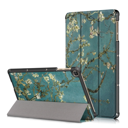 

For Honor Pad 7 10.1inch/X8/X8 Lite Custer Painted Painted 3-folding Holder Tablet PC Leather Case(Apricot Blossom)