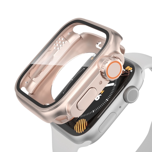 

For Apple Watch Series 6 / 5 / 4 / SE 40mm Change to Ultra 49mm Waterproof All-Inclusive Film Hybrid PC Watch Case(Rose Gold)