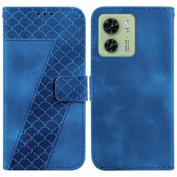 

For Motorola Edge 40 7-shaped Embossed Leather Phone Case(Blue)