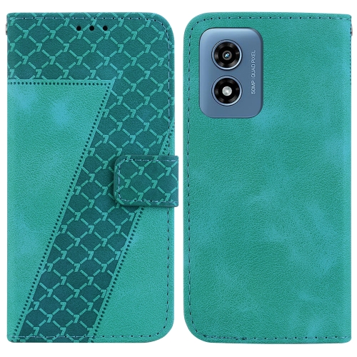 

For Motorola Moto G Play 4G 2024 7-shaped Embossed Leather Phone Case(Green)