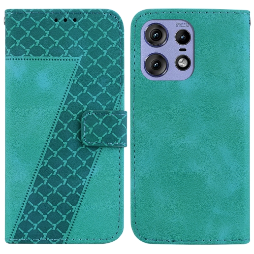For Motorola Edge 50 Pro 7-shaped Embossed Leather Phone Case(Green)