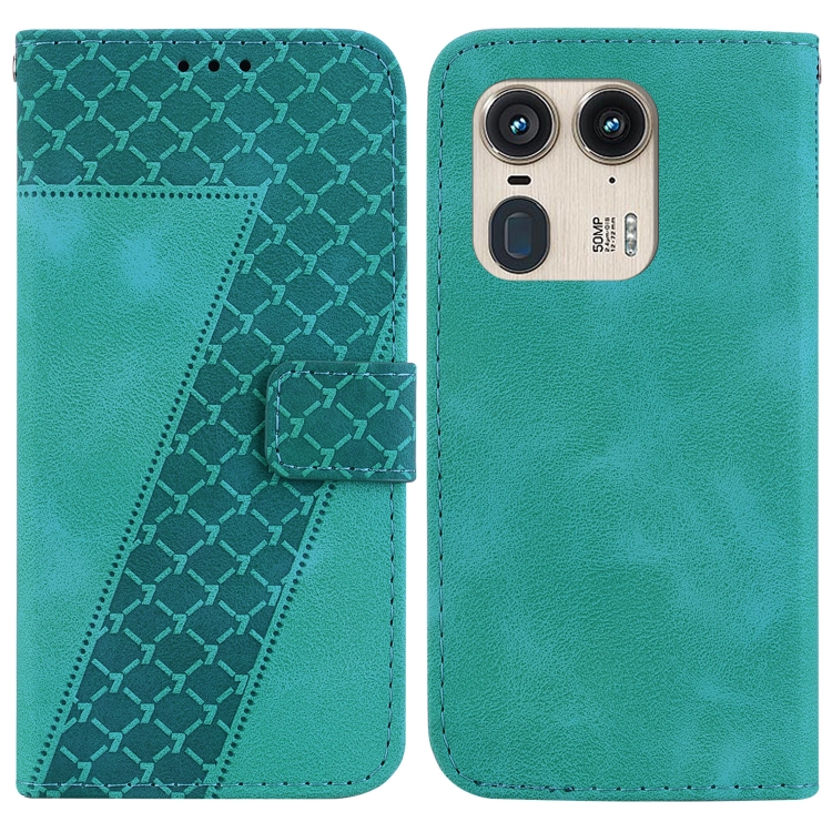 

For Motorola Edge 50 Ultra Seven-shaped Embossed Leather Phone Case(Green)