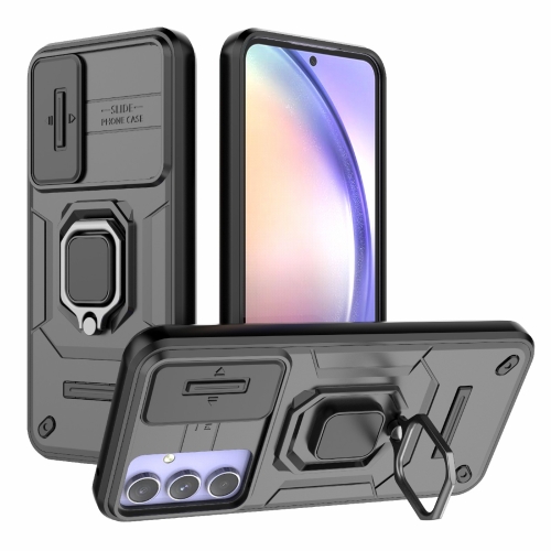 

For Samsung Galaxy A54 5G Sliding Camshield TPU + PC Shockproof Phone Case with Holder(Black)