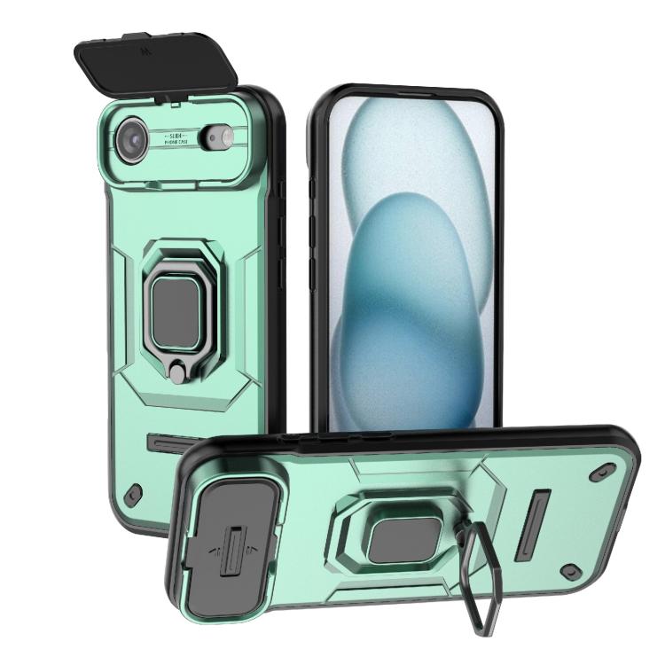 

For iPhone 17 Air Sliding Camshield TPU + PC Shockproof Phone Case with Holder(Green)
