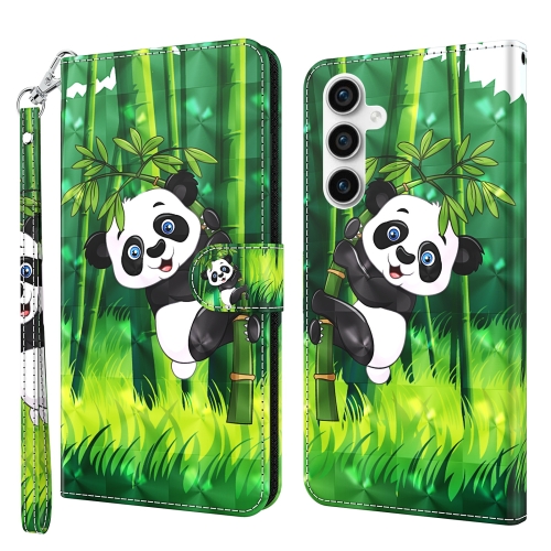 

For Samsung Galaxy S23 FE 5G 3D Painting Pattern Flip Leather Phone Case(Bamboo Panda)