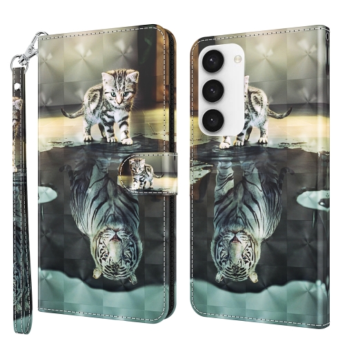 

For Samsung Galaxy S24 5G 3D Painting Pattern Flip Leather Phone Case(Cat Tiger)
