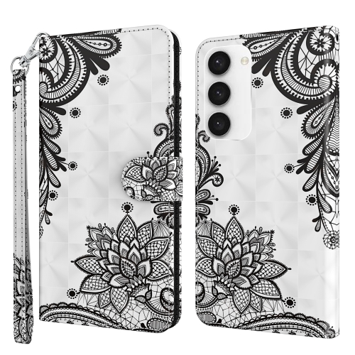 

For Samsung Galaxy S24 5G 3D Painting Pattern Flip Leather Phone Case(Diagonal Black Flower)