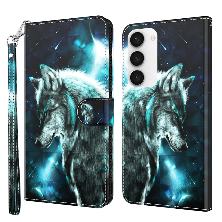 

For Samsung Galaxy S24+ 5G 3D Painting Pattern Flip Leather Phone Case(Wolf)
