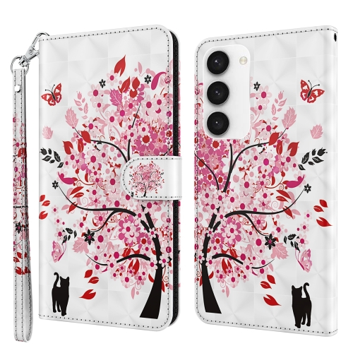 

For Samsung Galaxy S24+ 5G 3D Painting Pattern Flip Leather Phone Case(Cat Under The Tree)