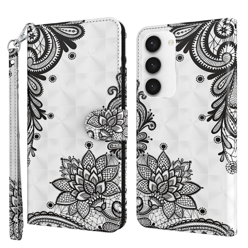 

For Samsung Galaxy S24+ 5G 3D Painting Pattern Flip Leather Phone Case(Diagonal Black Flower)