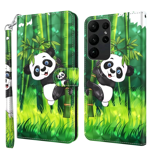 

For Samsung Galaxy S24 Ultra 5G 3D Painting Pattern Flip Leather Phone Case(Bamboo Panda)