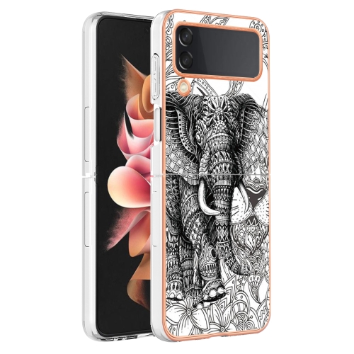 

For Samsung Galaxy Z Flip3 5G Electroplating Marble Dual-side IMD Phone Case(Totem Elephant)