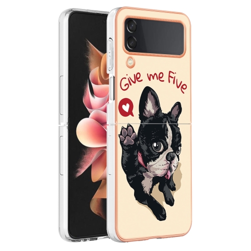 

For Samsung Galaxy Z Flip3 5G Electroplating Marble Dual-side IMD Phone Case(Lucky Dog)