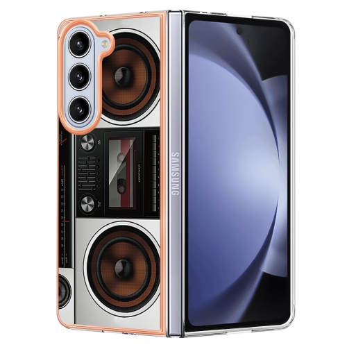 

For Samsung Galaxy Z Fold5 Electroplating Marble Dual-side IMD Phone Case(Retro Radio)