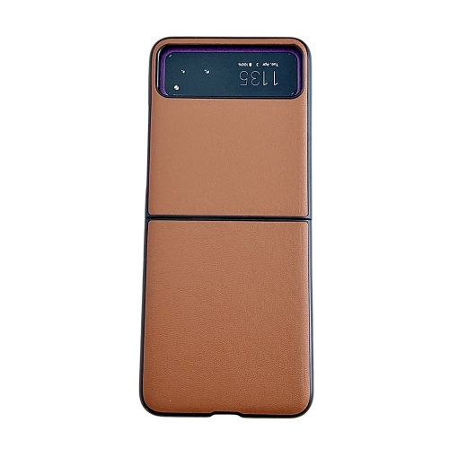 

For Motorola Razr 40 Solid Color Leather Texture Phone Case(Brown)