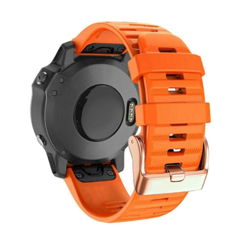 

For Garmin Fenix 7S / 6S Pro / 5S Plus 20mm Rose Gold Buckle Quick Release Silicone Watch Band(Orange)
