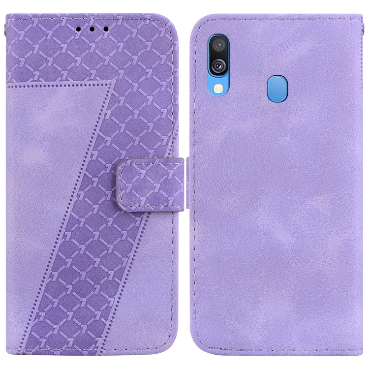 For Samsung Galaxy A40 Seven-shaped Embossed Leather Phone Case