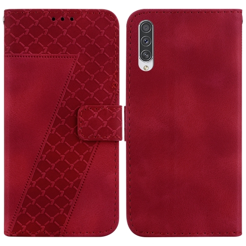 

For Samsung Galaxy A50/A30s/A50s 7-shaped Embossed Leather Phone Case(Red)