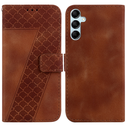 

For Samsung Galaxy M54 7-shaped Embossed Leather Phone Case(Brown)