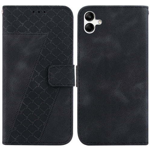 

For Samsung Galaxy A04e/F04/M04 7-shaped Embossed Leather Phone Case(Black)