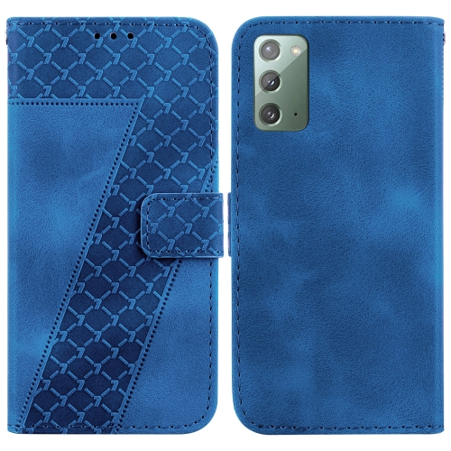 

For Samsung Galaxy Note20 Seven-shaped Embossed Leather Phone Case(Blue)