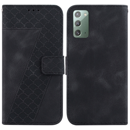

For Samsung Galaxy Note20 7-shaped Embossed Leather Phone Case(Black)
