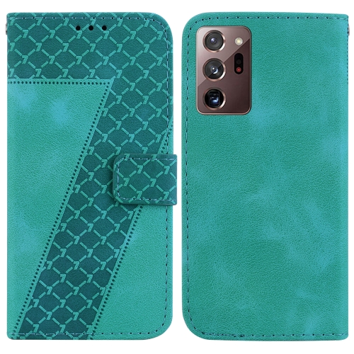 

For Samsung Galaxy Note20 Ultra 7-shaped Embossed Leather Phone Case(Green)