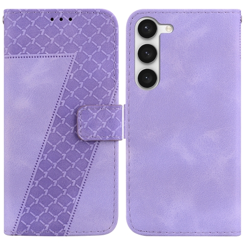 For Samsung Galaxy S23 5G 7-shaped Embossed Leather Phone Case(Purple)