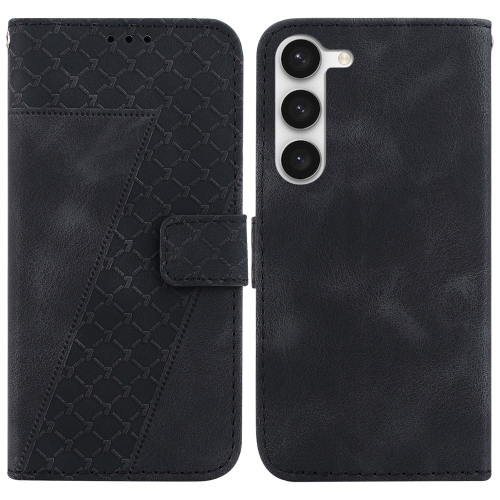 

For Samsung Galaxy S23 5G 7-shaped Embossed Leather Phone Case(Black)