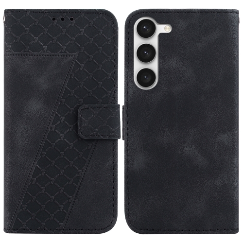 

For Samsung Galaxy S23+ 5G 7-shaped Embossed Leather Phone Case(Black)