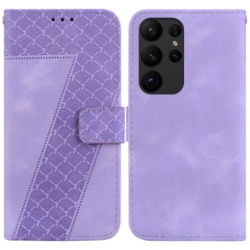 

For Samsung Galaxy S23 Ultra 5G 7-shaped Embossed Leather Phone Case(Purple)