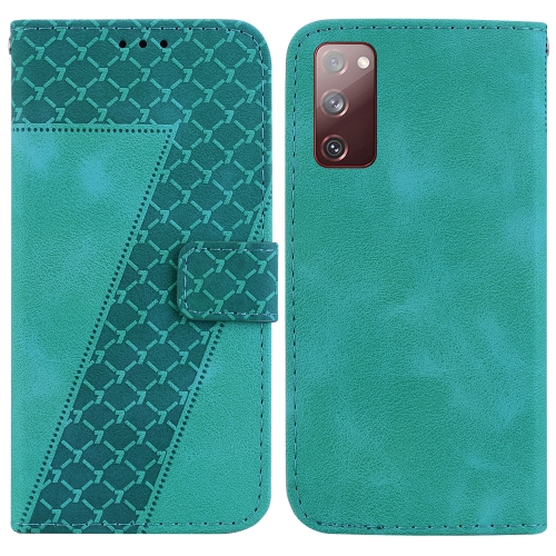 

For Samsung Galaxy S20 FE 4G/5G Seven-shaped Embossed Leather Phone Case(Green)