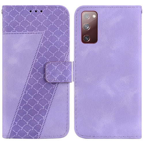 

For Samsung Galaxy S20 FE 4G/5G 7-shaped Embossed Leather Phone Case(Purple)