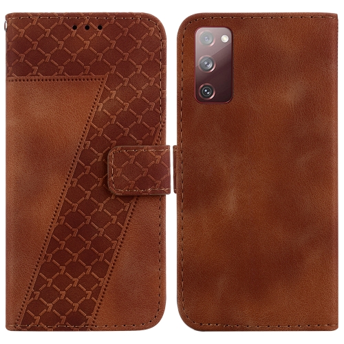 

For Samsung Galaxy S20 FE 4G/5G 7-shaped Embossed Leather Phone Case(Brown)