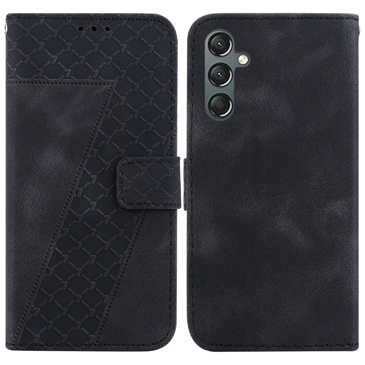 

For Samsung Galaxy A25 5G 7-shaped Embossed Leather Phone Case(Black)