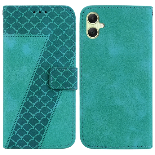 

For Samsung Galaxy A05 7-shaped Embossed Leather Phone Case(Green)