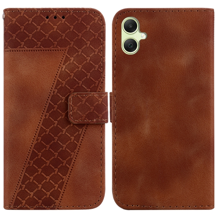 

For Samsung Galaxy A05 7-shaped Embossed Leather Phone Case(Brown)