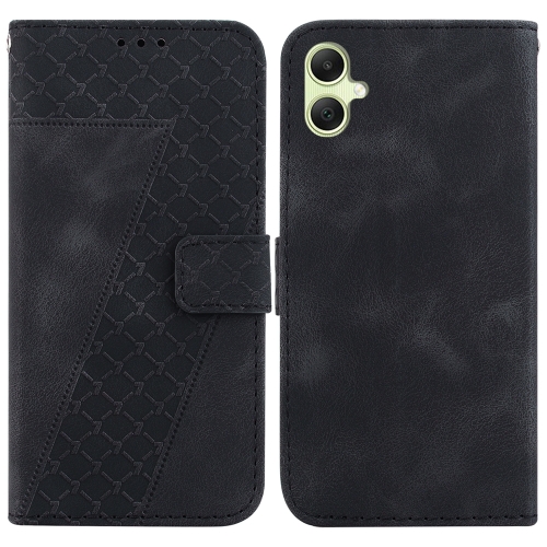 

For Samsung Galaxy A05 7-shaped Embossed Leather Phone Case(Black)