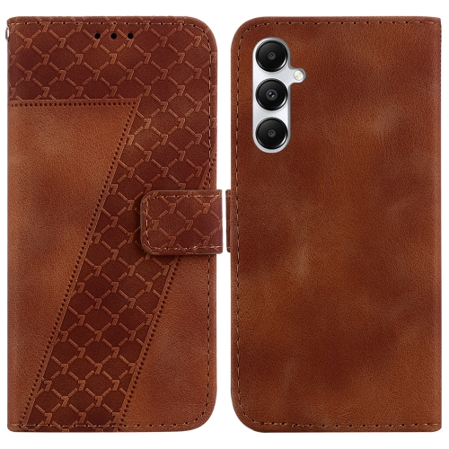 

For Samsung Galaxy A05s 7-shaped Embossed Leather Phone Case(Brown)