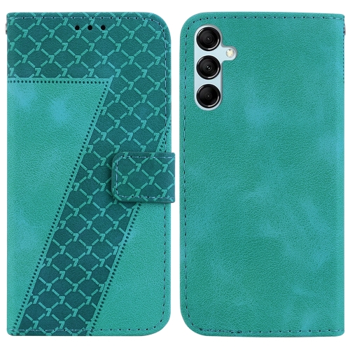 

For Samsung Galaxy A15 7-shaped Embossed Leather Phone Case(Green)