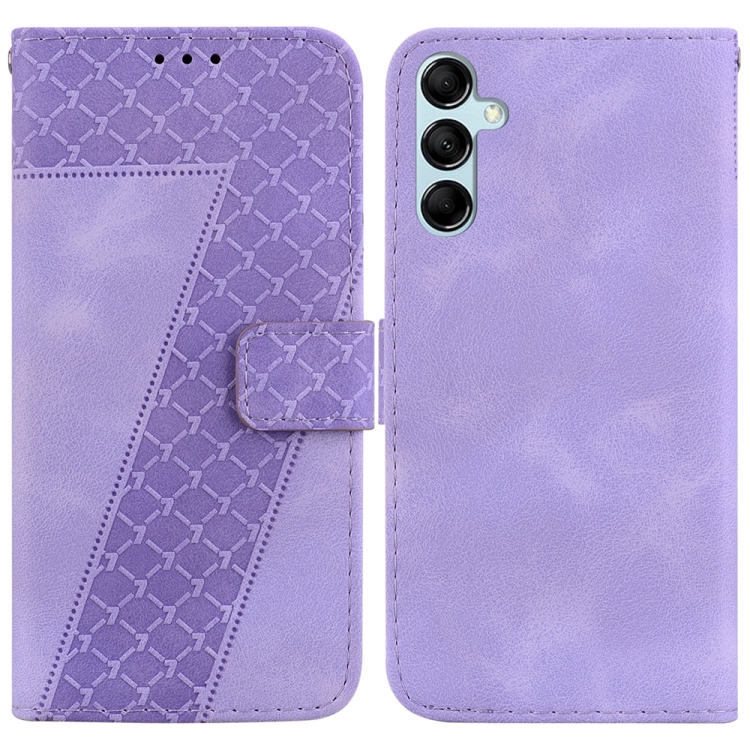 

For Samsung Galaxy A15 7-shaped Embossed Leather Phone Case(Purple)